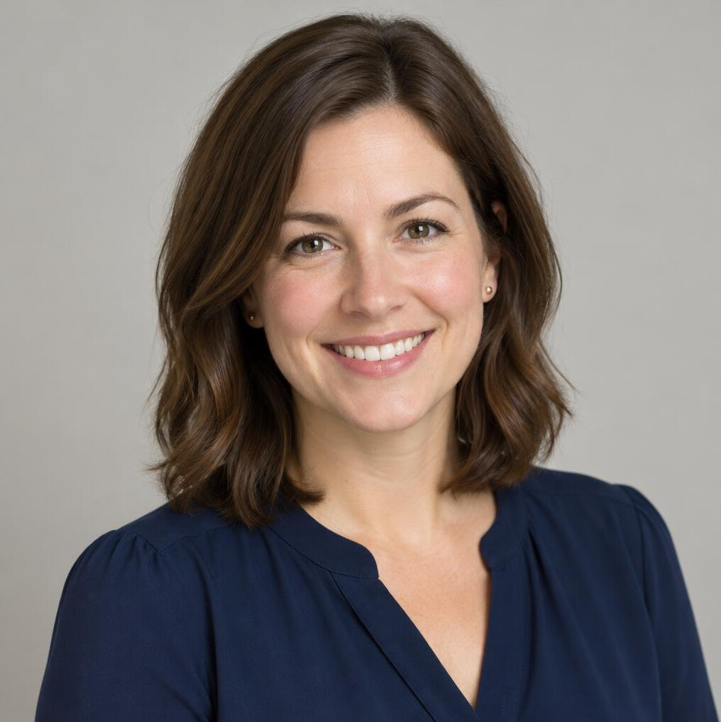 Portrait of a smiling woman with long brown hair